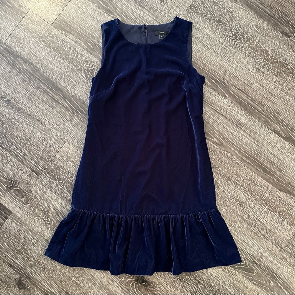 J. Crew velvet ruffle hem dress